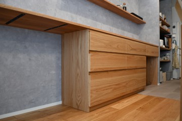 AF kitchen Counter 2400別注＋1630デスク組み合わせ 富山 金沢 ミヤモト家具 食器棚 造作 特注 カップボード (4)